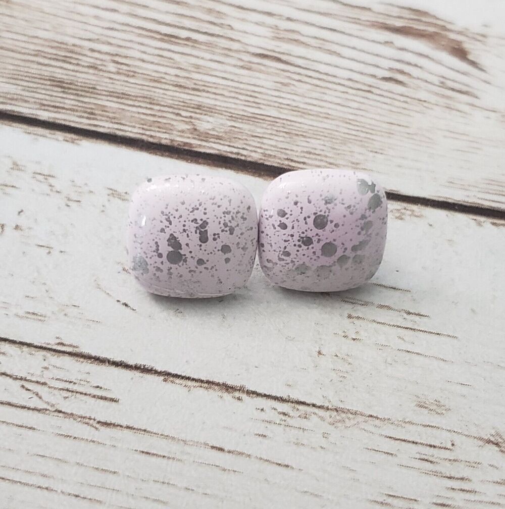 Vintage Earrings For Pierced Ears Small & Dainty Light Purple & Silver Tone